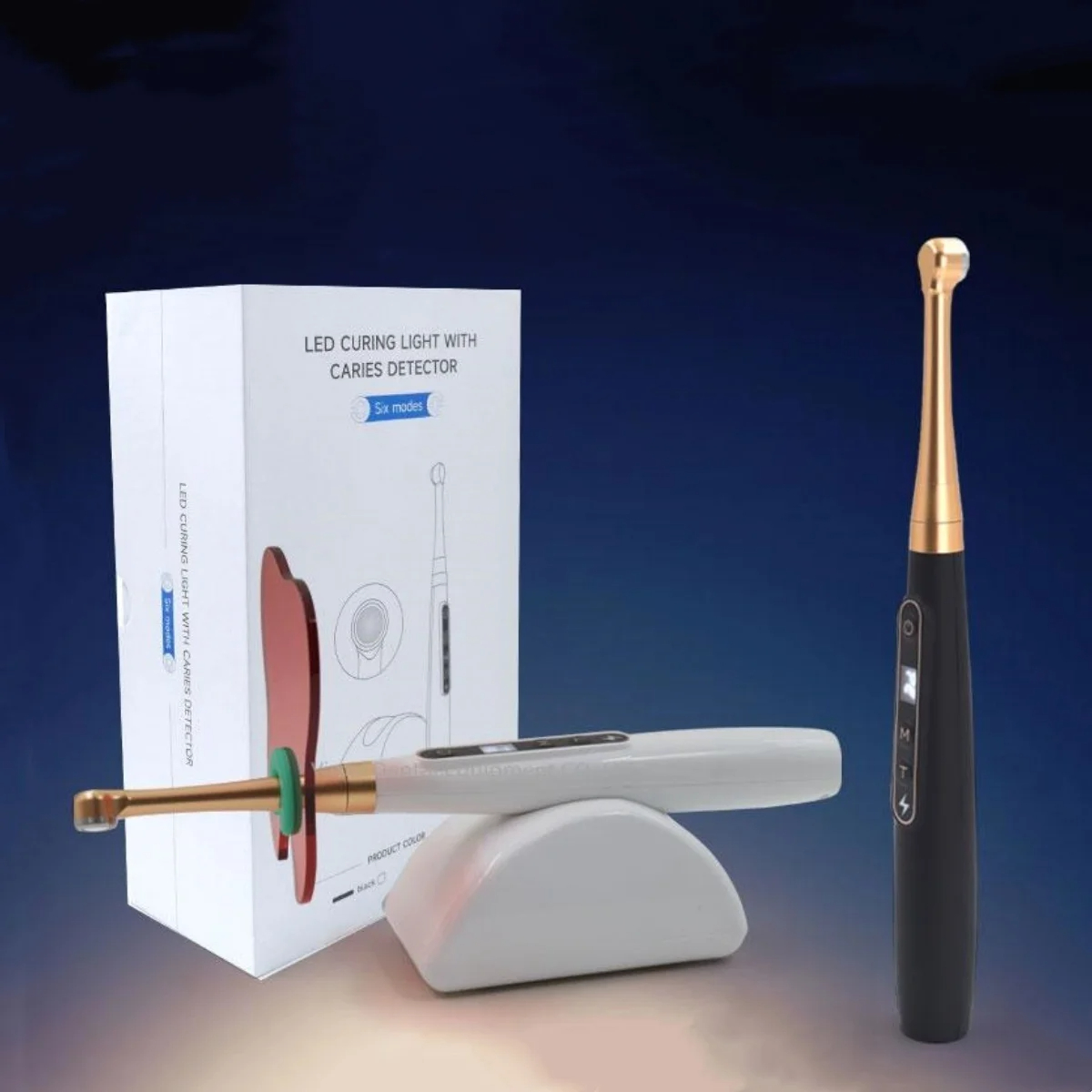 Lámpara de polimerización inalámbrica LED dental de 1 segundo con detección de caries 6 modos 1800MW/CM2
