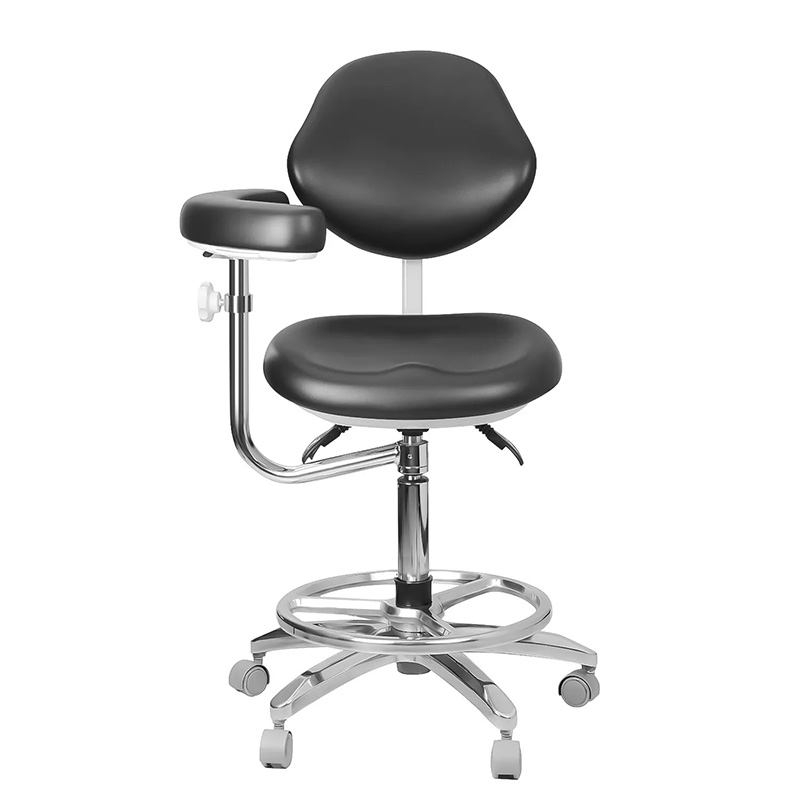 QY-600M-B2 Taburete dental ergonómico ajustable para asistente médico con reposabrazos giratorio de 360°