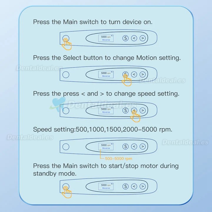 Pieza de mano eléctrica inalámbrica para profilaxis e higiene 10 configuraciones de velocidad