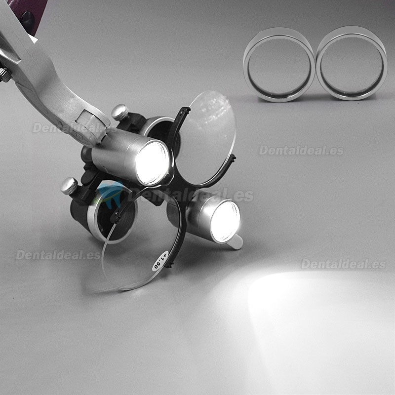 2.5X/3.5X Lupas binoculares dentales con diadema con luz frontal LED de 5W
