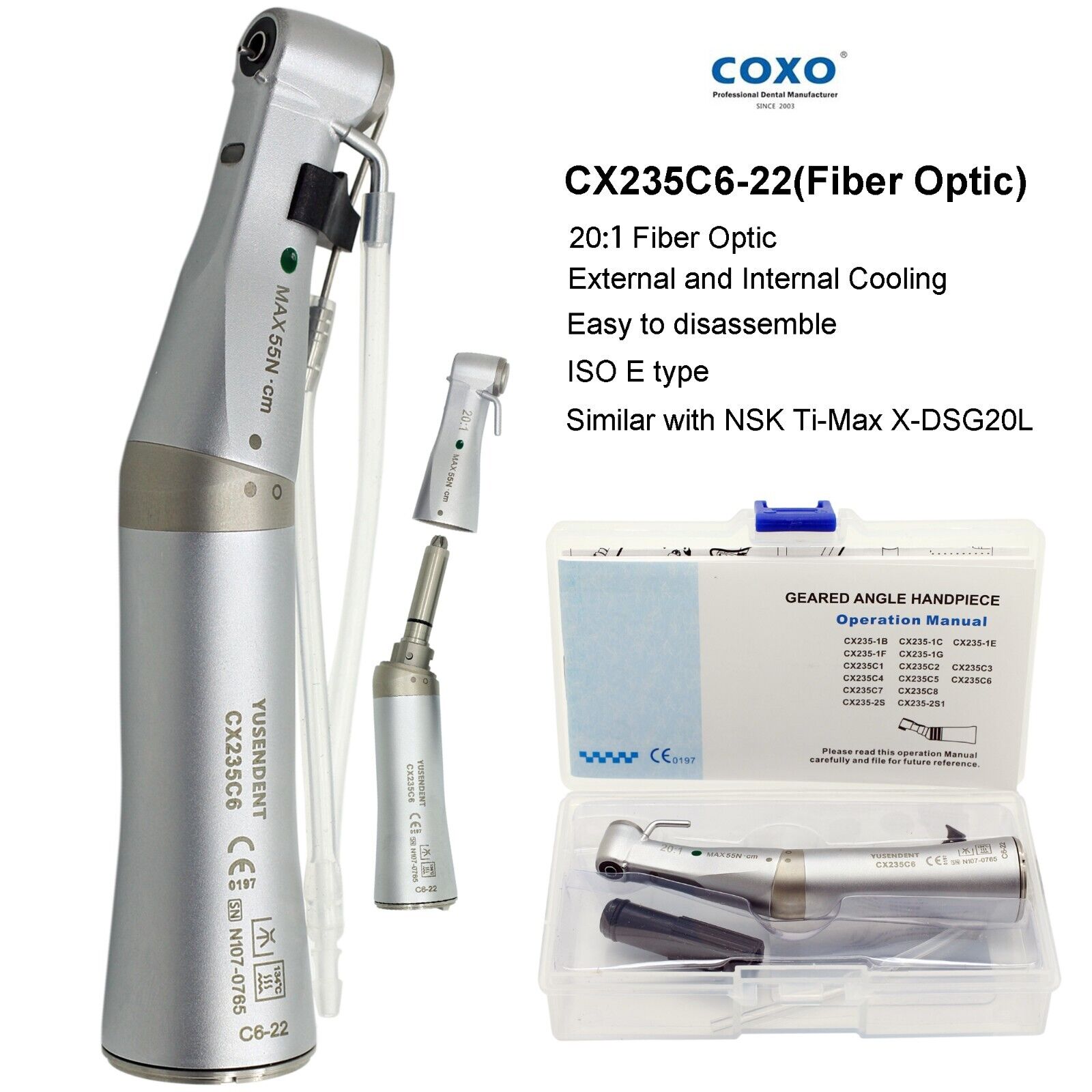 YUSENDENT COXO C-Sailor Pro+ Motor de cirugía de implante dental con contraángulo LED de 2 piezas