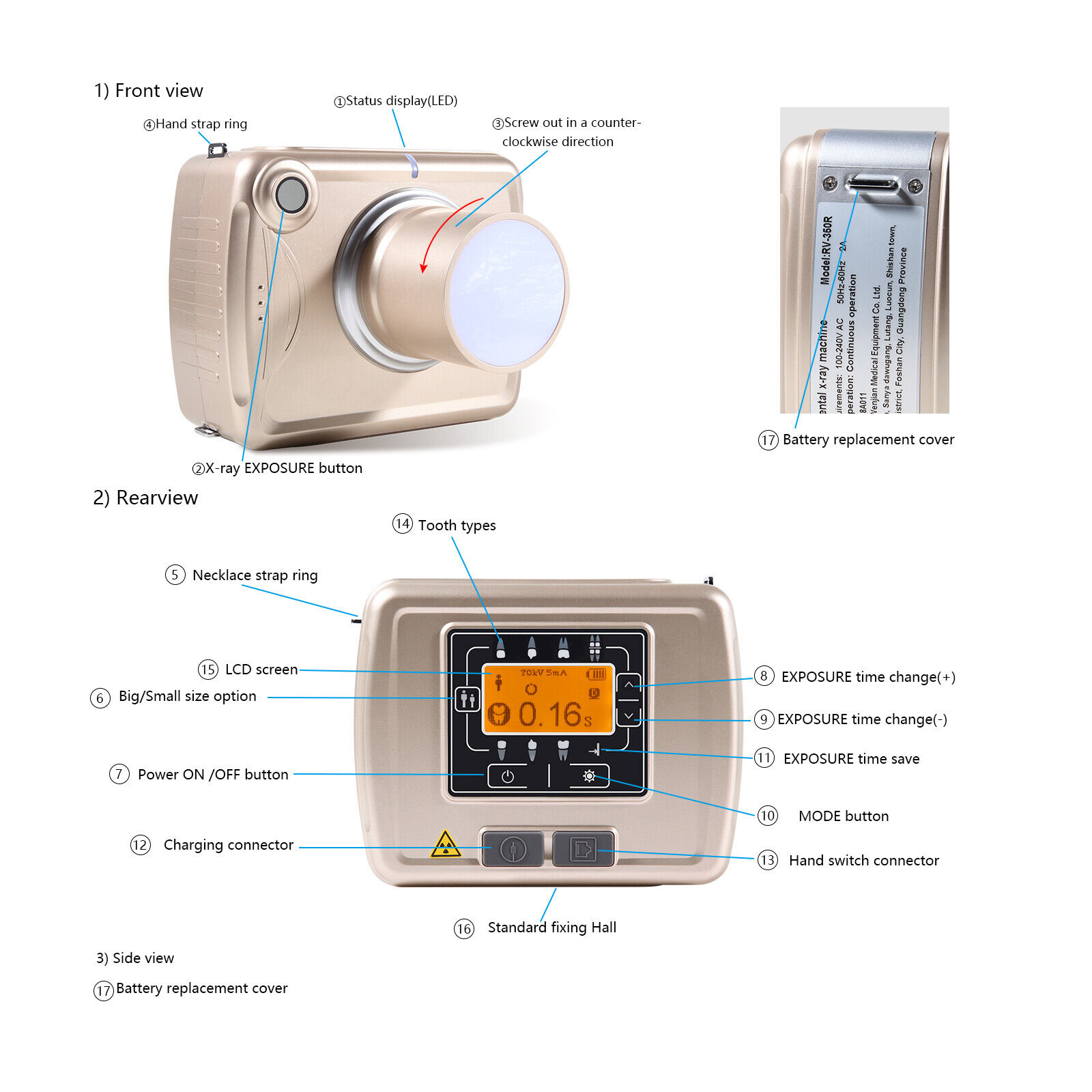 Máquina de rayos X dental portátil digital Sistema de imágenes de alta frecuencia