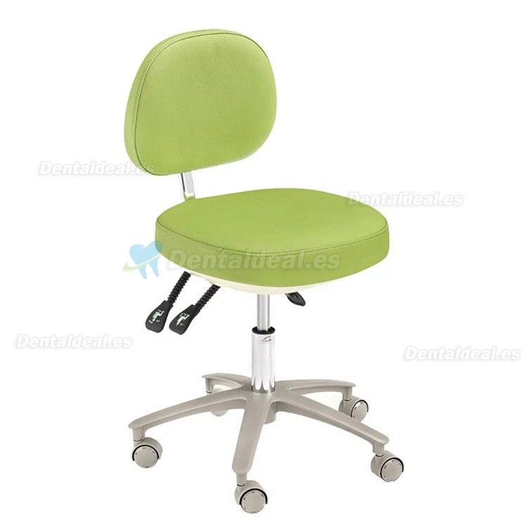 HS-6 Taburete dental ergonómico con respaldo taburete para asistente de dentista cuero de microfibra