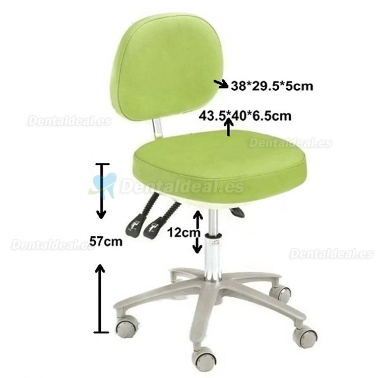 HS-6 Taburete dental ergonómico con respaldo taburete para asistente de dentista cuero de microfibra