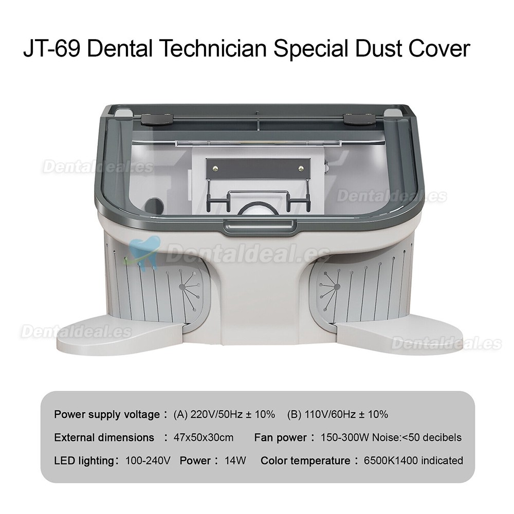 JT-69 Caja de polvo Dental, colector de cubierta de polvo para chorro de arena, aspiradora integrada con luz LED
