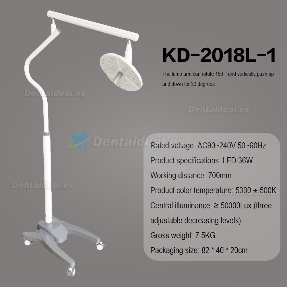 KWS KD-2018L-1 Lámpara cialítica móvil del LED interruptor sin sombras del tacto de la luz de la cirugía del examen