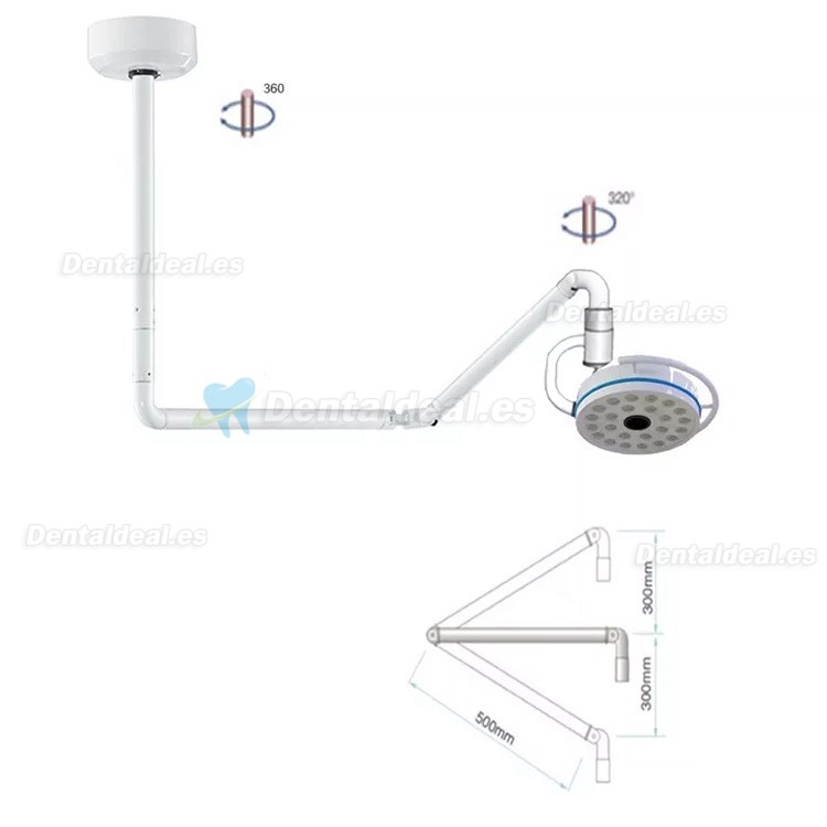 Lámpara quirúrgica dental de techo de 72w luz fría para exámenes sin sombras 24 LED