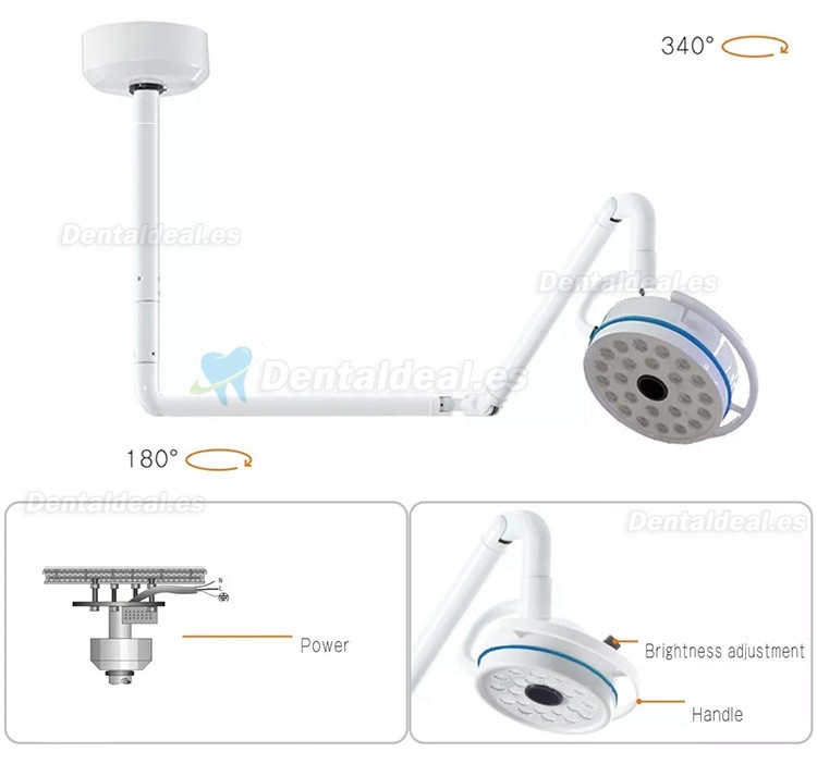 Lámpara quirúrgica dental de techo de 72w luz fría para exámenes sin sombras 24 LED