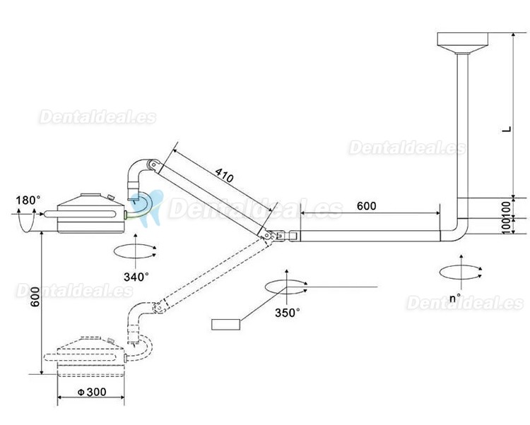 Lámpara quirúrgica dental de techo de 72w luz fría para exámenes sin sombras 24 LED