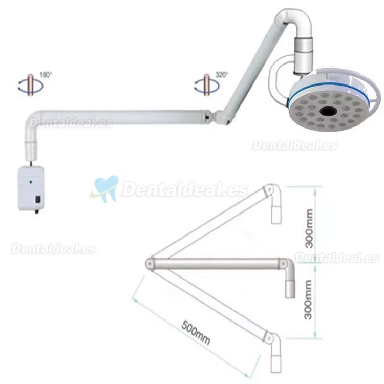 Lámpara quirúrgica dental de pared de 72w luz de examen sin sombras 24 LED