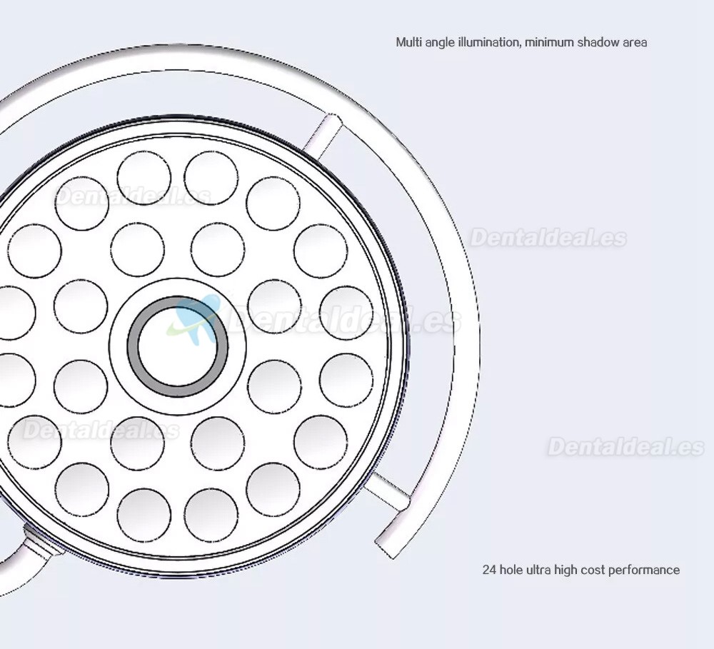 Lámpara quirúrgica dental de pared de 72w luz de examen sin sombras 24 LED