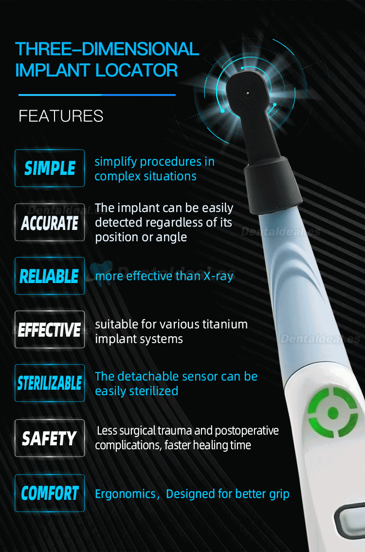 Localizador de implantes dentales detector de implantes sensor giratorio tridimensional