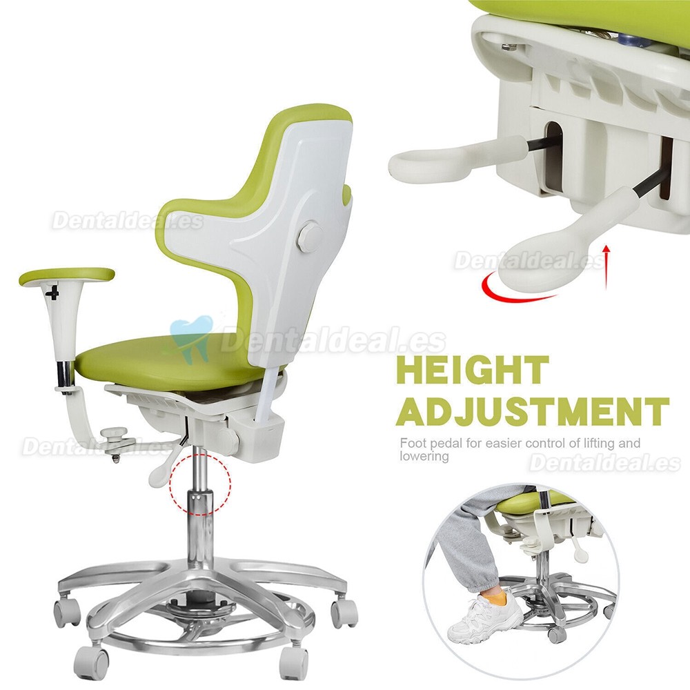 Taburete ergonómico para microscopio dental silla de cirujano con reposabrazos y control de pie ajustable