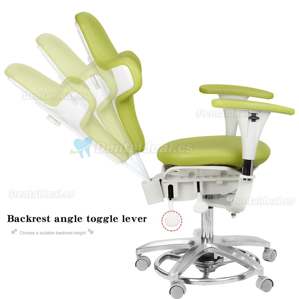 Taburete ergonómico para microscopio dental silla de cirujano con reposabrazos y control de pie ajustable