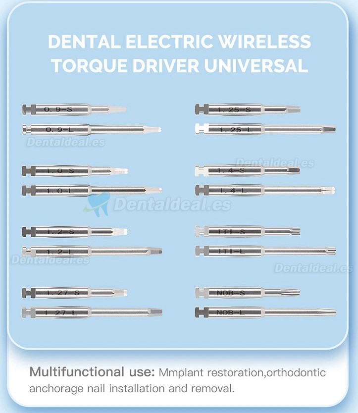 Kit de llave dinamométrica universal inalámbrica eléctrica para implantes con 16 destornilladores