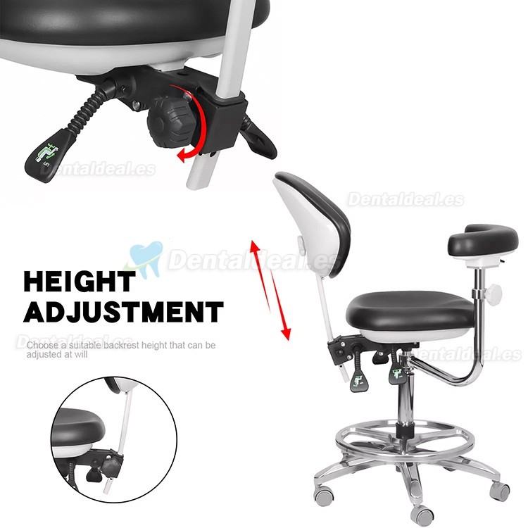 QY-600M-B2 Taburete dental ergonómico ajustable para asistente médico con reposabrazos giratorio de 360°