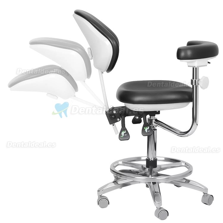 QY-600M-B2 Taburete dental ergonómico ajustable para asistente médico con reposabrazos giratorio de 360°