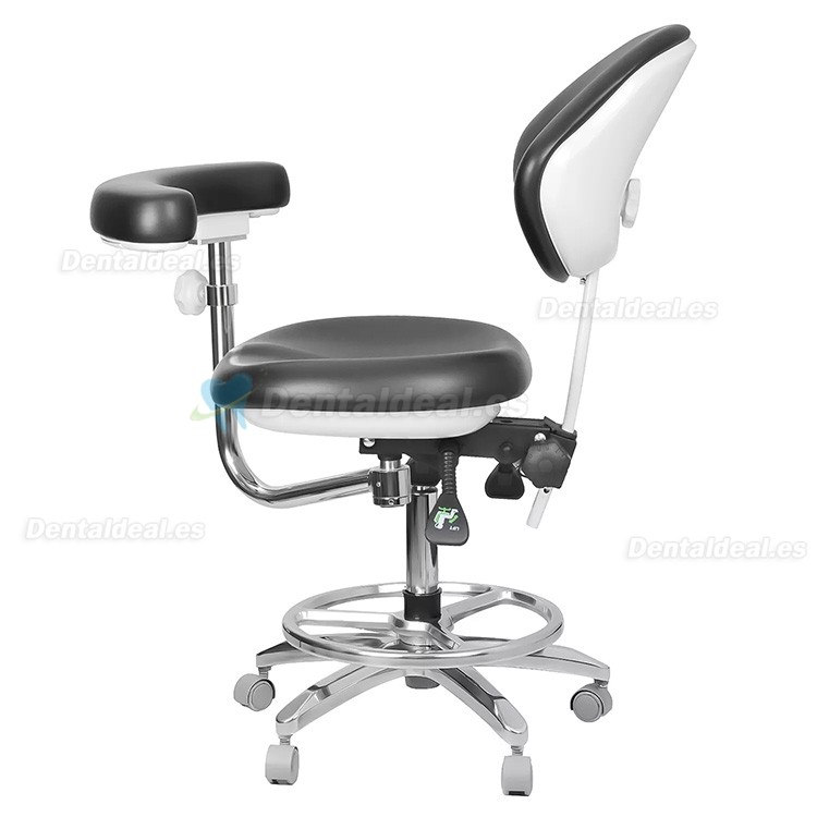 QY-600M-B2 Taburete dental ergonómico ajustable para asistente médico con reposabrazos giratorio de 360°