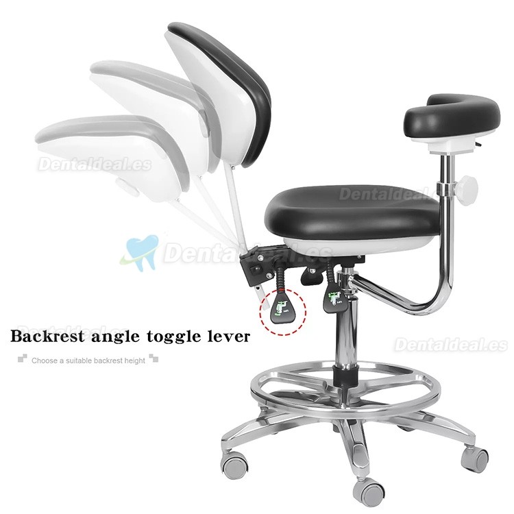 QY-600M-B2 Taburete dental ergonómico ajustable para asistente médico con reposabrazos giratorio de 360°