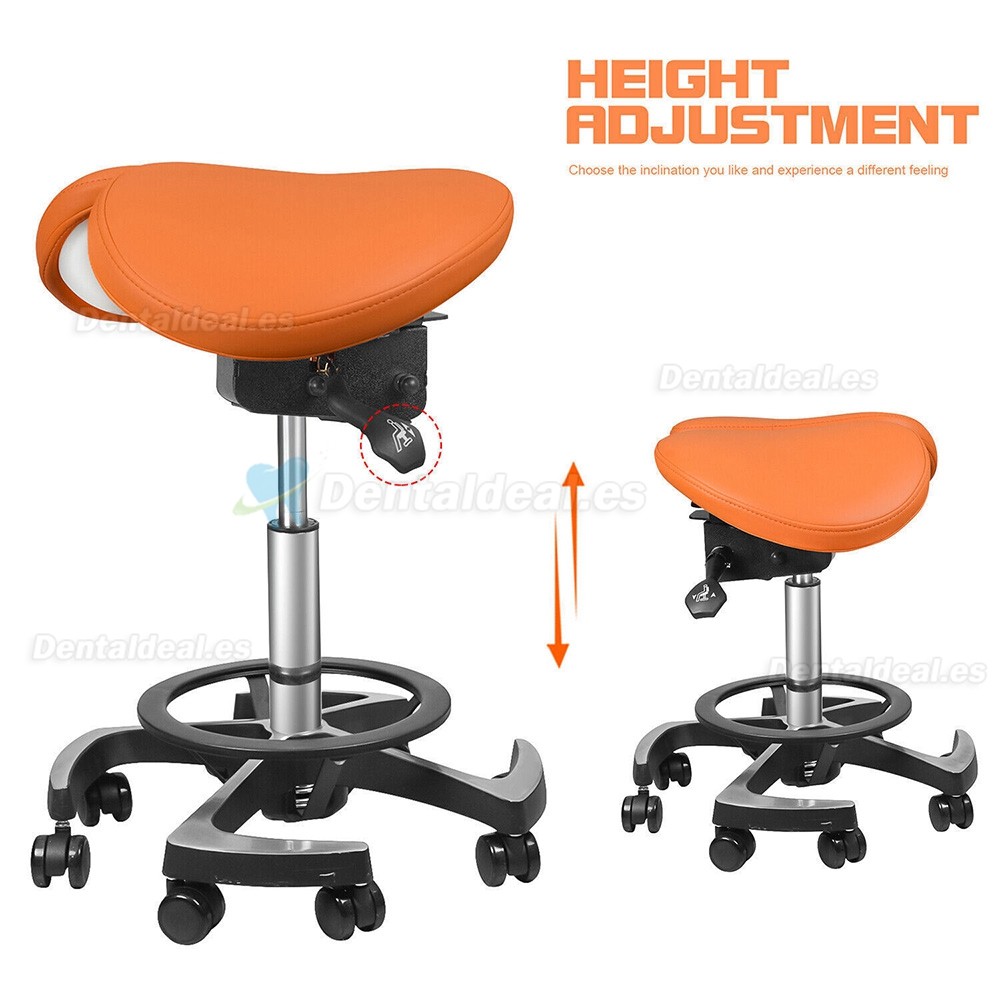 Taburete ergonómico para operador de asistente dental de cuero importado