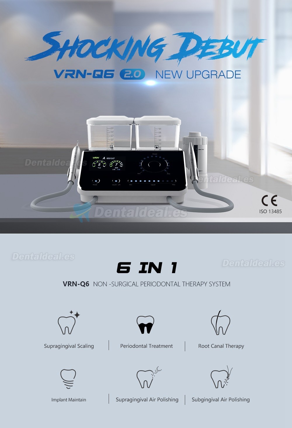 Vrn Q6 Escalador Ultrasónico + Aeropulidor (Raspado / Implante / Periodontal / Tratamiento de conducto radicular / Pulido con aire )