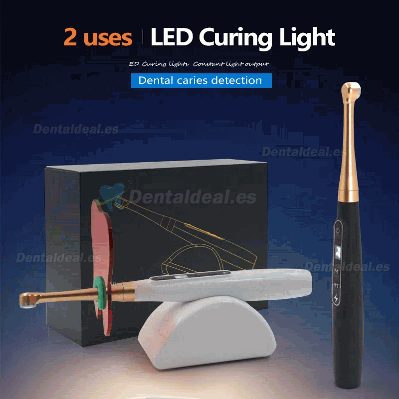 Lámpara de polimerización inalámbrica LED dental de 1 segundo con detección de caries 6 modos 1800MW/CM2